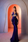 Gorgeous Column V-neck Sleeveless Appliques Satin Prom Dress by misshow.com