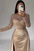 Gorgeous Long A-line Beading Sequined Prom Dresses with Long Sleeves by misshow.com