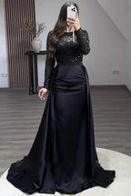 Gorgeous Long A-line Beading Sequined Prom Dresses with Long Sleeves by misshow.com