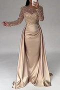 Gorgeous Long A-line Beading Sequined Prom Dresses with Long Sleeves by misshow.com
