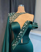 Gorgeous Long Dark Green Mermaid Crystals Prom Dress With Lace by misshow.com
