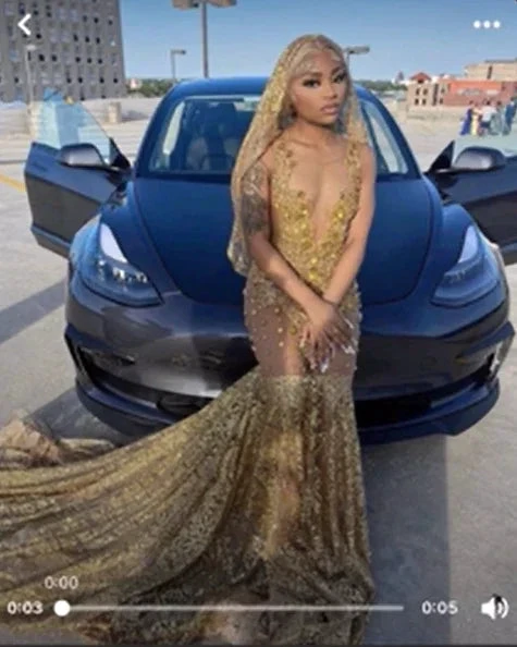 Gorgeous Long Gold Mermaid Lace Sleeveless Sexy Prom Dress by misshow.com