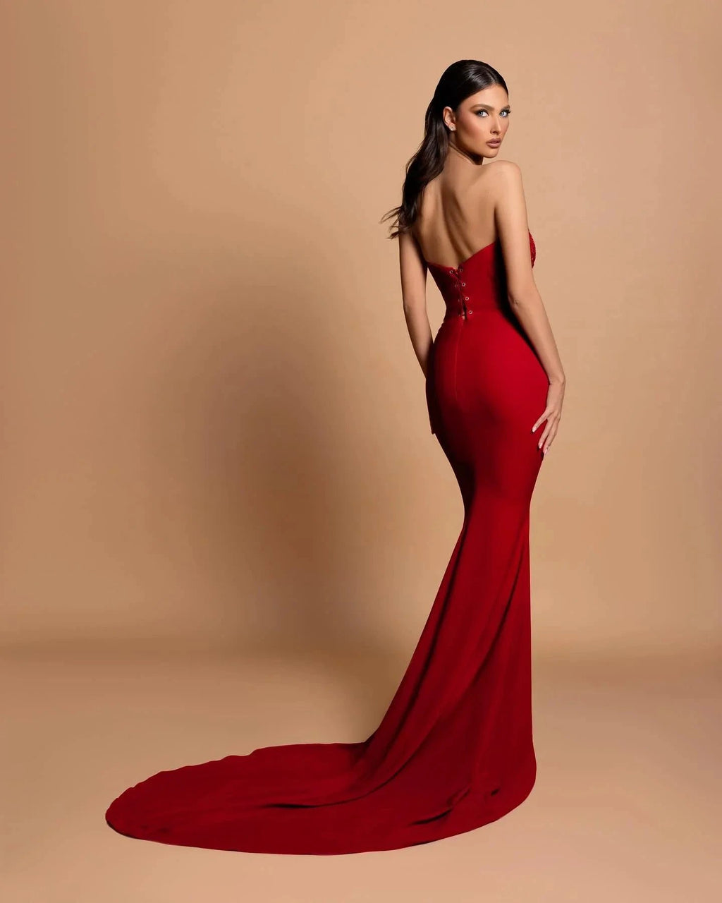 Gorgeous Satin Sleeveless Mermaid Sweetheart Rhinestone Long Prom Dress by misshow.com