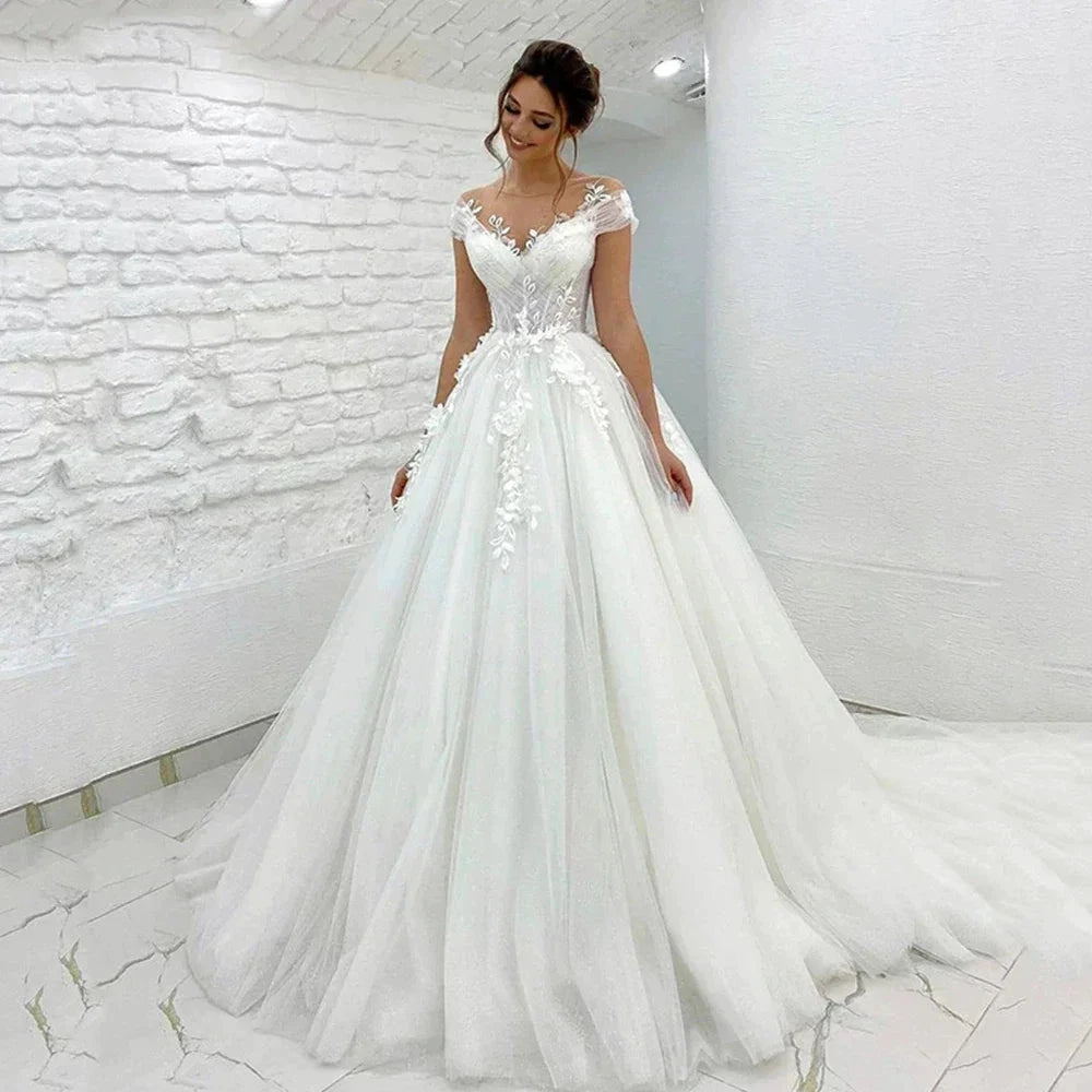 Gorgeous Women's Wedding Dresses A-Line 3D Lace Applique Bohemian Bridal Gowns Princess Formal Beach Party Sexy V-Neck 2023 Robe by payinti