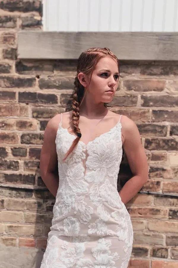 Gorgeous Mermaid Spaghetti Straps Wedding Dresses With Appliques WD702 by pgmdress