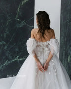 Graceful Hot Sale 3D FlowerWedding Dresses with Detachable Sleeves Wedding Gowns Sweetheart Bridal Dresses Open Back Appliqued by payinti