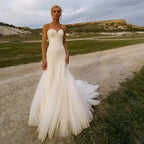 Graceful Sweetheart Wedding Dresses For Women Mermaid Strapless Beach Sequins Bridal Gown Sleeveless Court Train Robe De Mariée by payinti