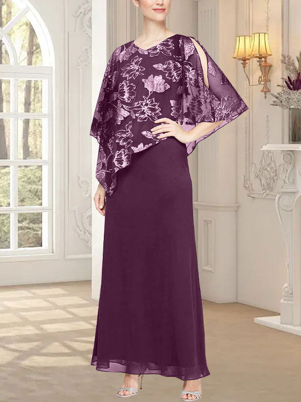 Long Glitter Mesh Dress with Novelty Asymmetric Overlay Bodice