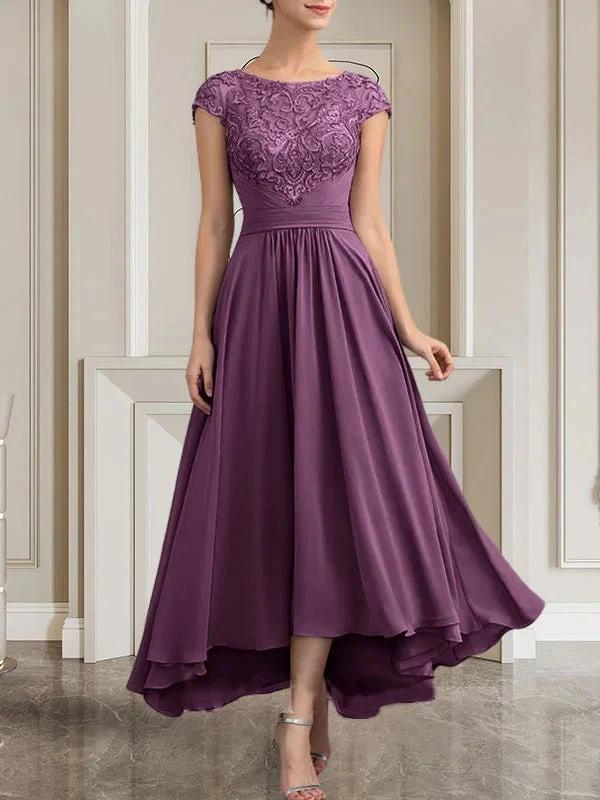 A-line Scoop Floor-Length Lace Chiffon Mother of the Bride Dress With Sequins by Dreamylily