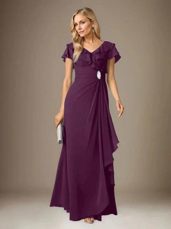 Stormy A-Line V-Neck Ruched Chiffon Dress by Dreamylily