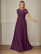 Dark Navy A-Line Boatneck Sequins Chiffon Dress by Dreamylily