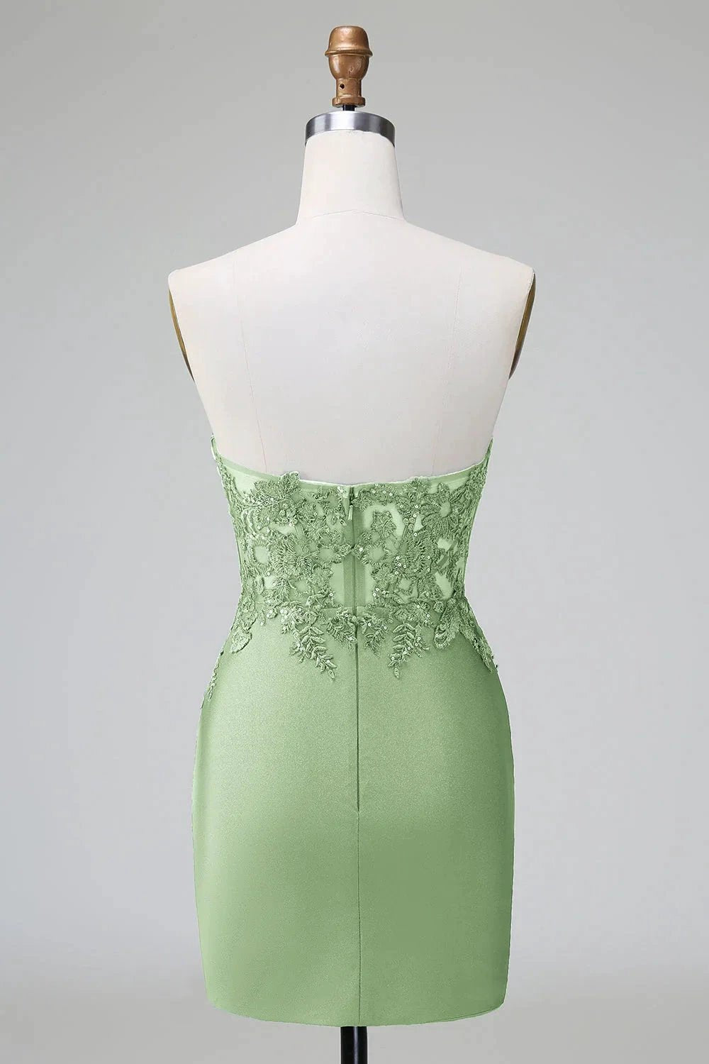 Classy Dark Green Bodycon Strapless Pleated Short Homecoming Dress with Beading by WEDTREND