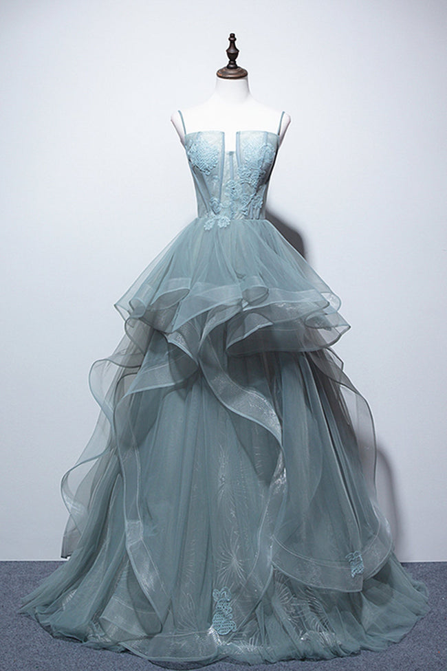 Green Lace Long Prom Dresses Green Lace Long Formal Evening Dresses Hover Image