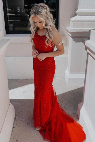 Vestidos de fiesta de tul verde con escote redondo y encaje, estilo sirena, vestidos de noche PSK438