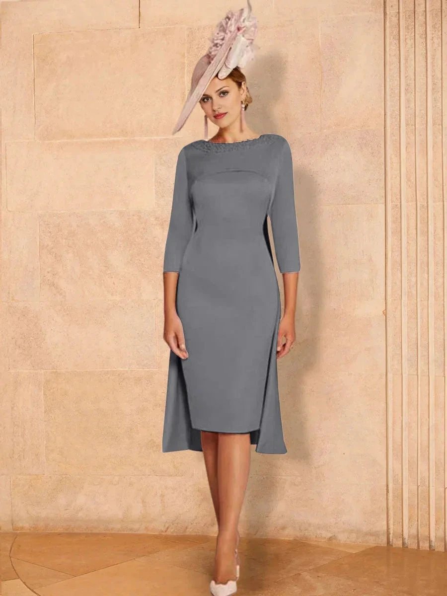 Sheath/Column Long Sleeves Mother of the Bride Dresses with Beading by Dreamylily