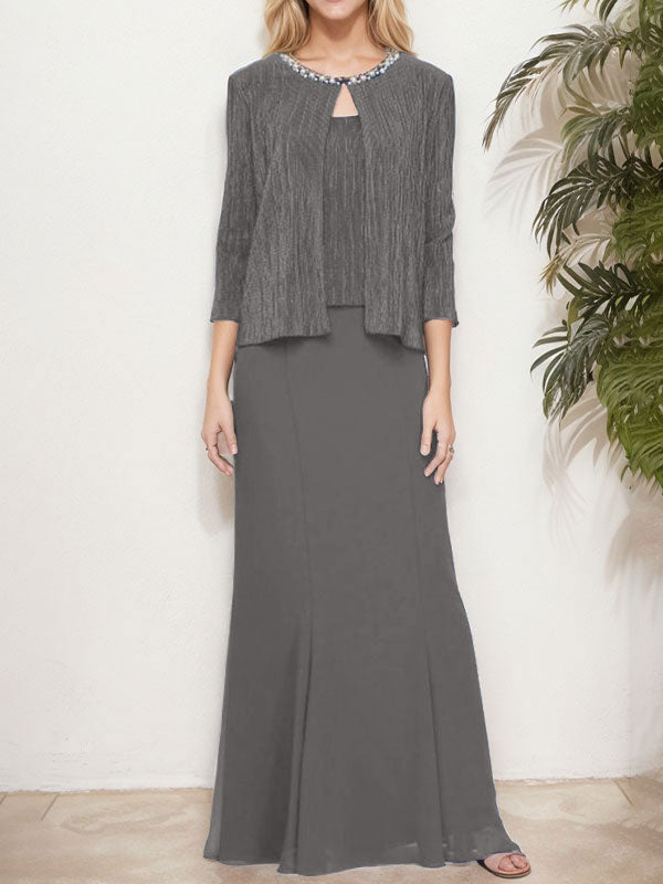 Metallic Mock Two-Piece Gown with Jacket