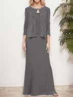 Metallic Mock Two-Piece Gown with Jacket