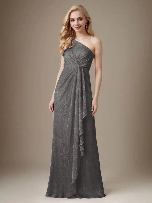 Ruby Sheath One Shoulder Metallic Mesh Dress Mother of the Bride Dress by Dreamylily