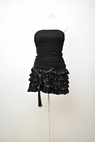 Schwarzes trägerloses Homecoming-Kleid Schwarzes Partykleid Cocktailkleid Y2360
