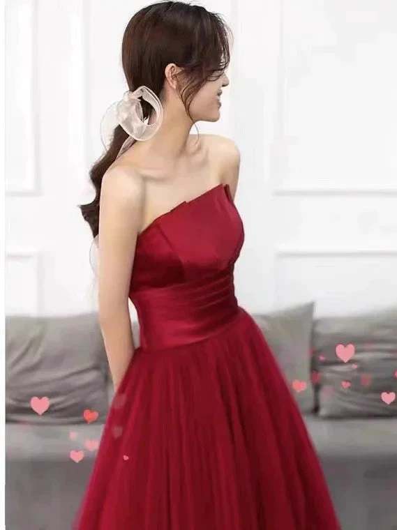 Strapless prom dress,red party dress,charming wedding dress Y1298 by simplepromdress