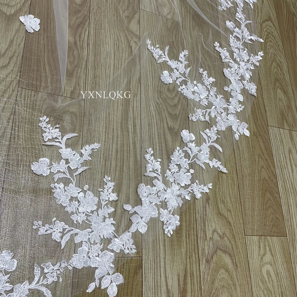 3m Cathedral Wedding Bridal Veil Soft Lace Ivory White Veil with Comb Veu Velo Noiva Wedding Accessories 3m 4m 5m Customizable V