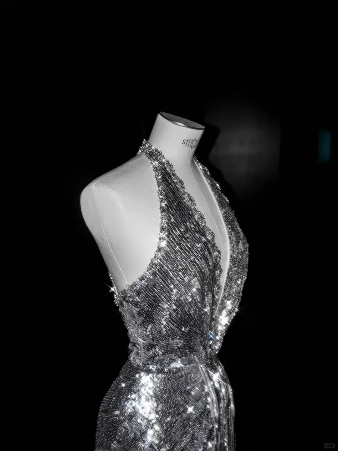 Sparkly Silver Deep V Halter Sequins Beaded Backless Evening Dress Mermaid Prom Dress Y8687 by simplepromdress