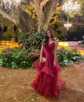 Elegant Burgundy A-line Ruffle Evening Dress Y5878 by simplepromdress