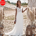 Boho Wedding Dress Short Sleeves Lace Appliques Vestido De Novia 2022 Sexy Chiffon Women Bride Gown Beach Robe Mariage Trouwjurk