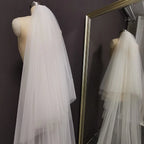 Customized Real Photos 2 T Long Lace Wedding Veil 4 Meters White Ivory Bridal Veil with Comb Blusher Bride Headpiece Accessories