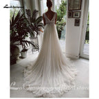 ZapDress V Neck Bohemian Wedding Dresses Lace Bridal Gowns Tulle A-Line Wedding Gown Robe De Mariée Country Customized