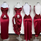 Pretty Burgundy Spaghetti Straps Sheath Prom Dress Evening Gown Y8272 by simplepromdress