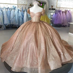 Rose Gold Sparkle Ball Gown Quinceanera Dress Sweet 16 Dress Y693 by simplepromdress