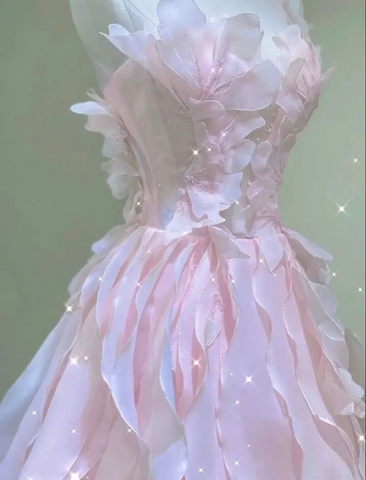 Verträumtes rosa Rüschen Prinzessinnenkleid, rosa Ballkleid Y1971