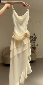 Elegant White Chiffon Mermaid Evening Dress Long Layered Prom Dress Y7716 by simplepromdress