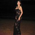 Sexy Black Lace Long Prom Dress Spaghetti Straps Party Evening Dress Y8001 by simplepromdress