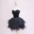 Black Tulle Short Homecoming Dress Strapless Homecoming Dress s38 by simplepromdress