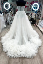 Sutton |A-line Corset Strapless Tulle Prom Dress with Ruffles by KissProm
