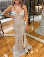 Sparkly Orange Sequins Mermaid Long Prom Dress by KissProm