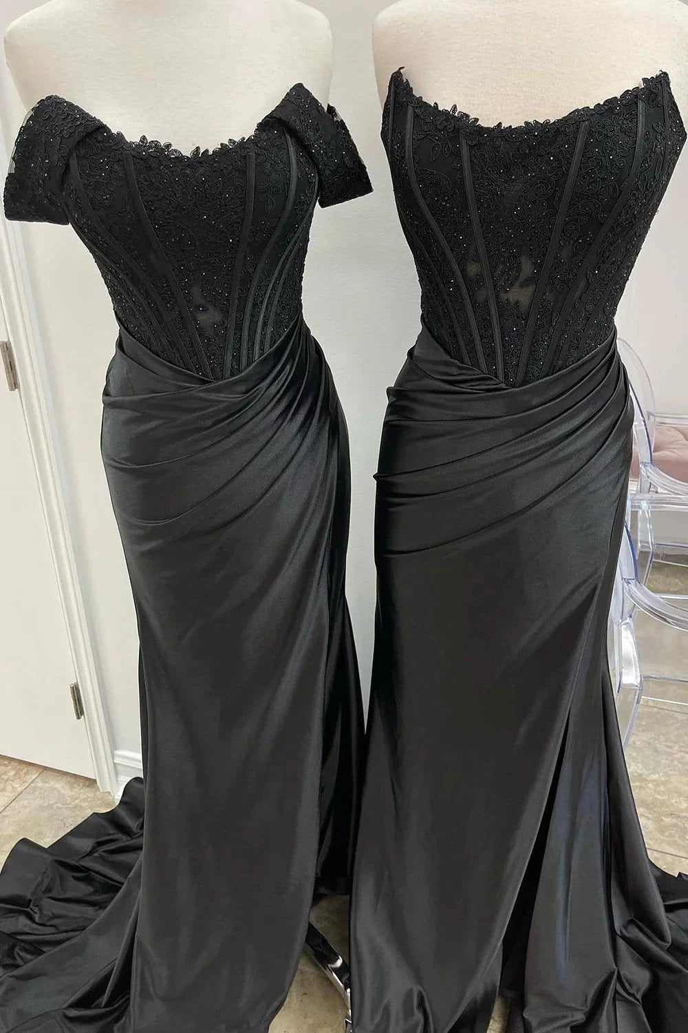 Raelyn |Mermaid Off the Shoulder Satin Prom Dress with Slit by KissProm