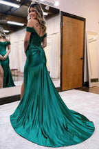 Raelyn |Mermaid Off the Shoulder Satin Prom Dress with Slit by KissProm