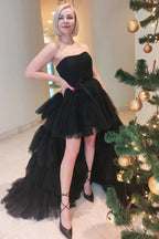 June |A-line High Low Strapless Tulle Prom Dress with Ruffles by KissProm
