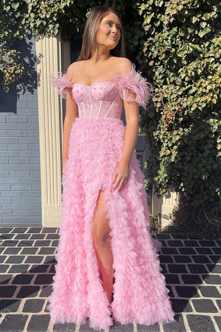 Ingrid | Vestido de fiesta largo de tul con escote en forma de corazón y abertura en la espalda