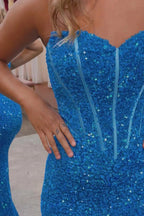 Royalty |Sheath Sweetheart Sequins Prom Dress with Slit by KissProm