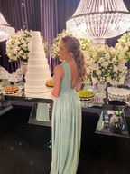 One Shoulder Mint Green Evening Dress Bridesmaid Dress Y5101