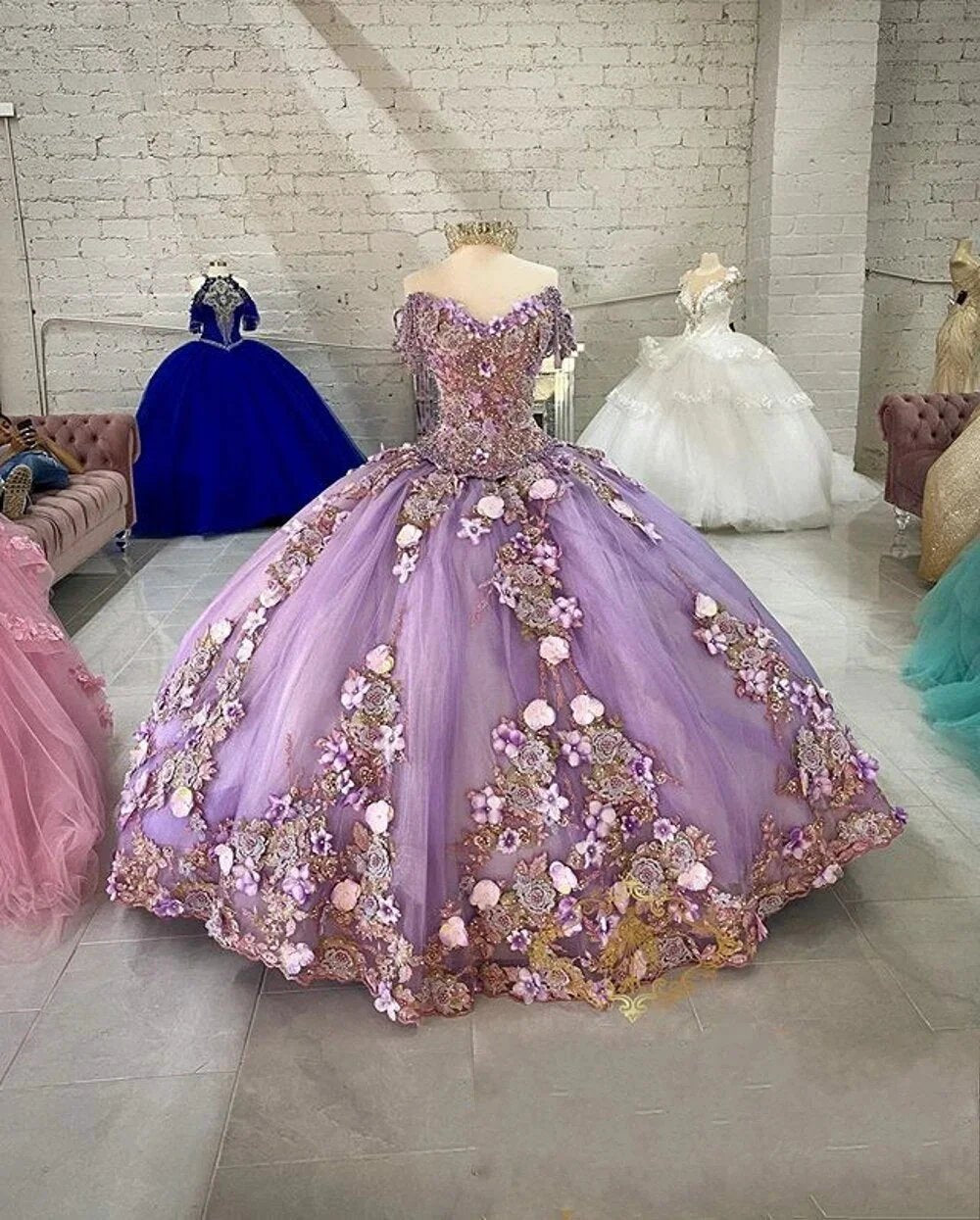 Lavender Off Shoulder Beads Quinceanera Dresses Ball Gown Sweet 16 Year Princess Dresses S26700 by simplepromdress