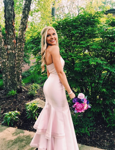 Elegant Pink Mermaid Prom Dress Pink Evening Dress Y6446
