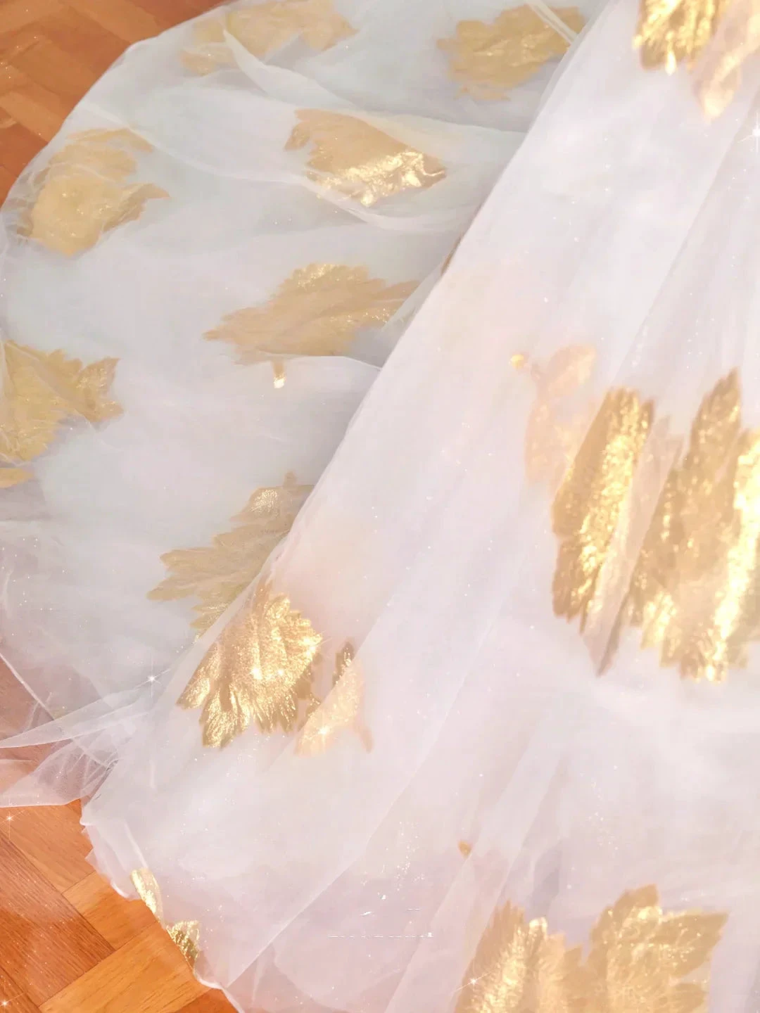 Gorgeous Gold Print Tulle Off The Shoulder Ball Gown A Line Prom Dress Evening Dress Y8618 by simplepromdress