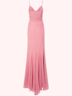 Vintage Mermaid Spaghetti Straps Pink Chiffon Prom Dress Evening Gown Y8494 by simplepromdress
