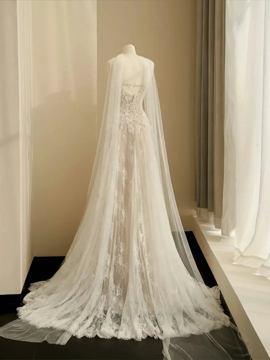 Pretty Strapless Tulle Lace Long A Line Wedding Dress,Formal Prom Evening Dress Y8686 by simplepromdress