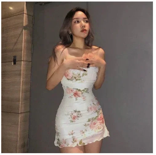 Spaghetti Straps Floral Dress Outfit Dress Mini Homecoming Dress Y689 by simplepromdress